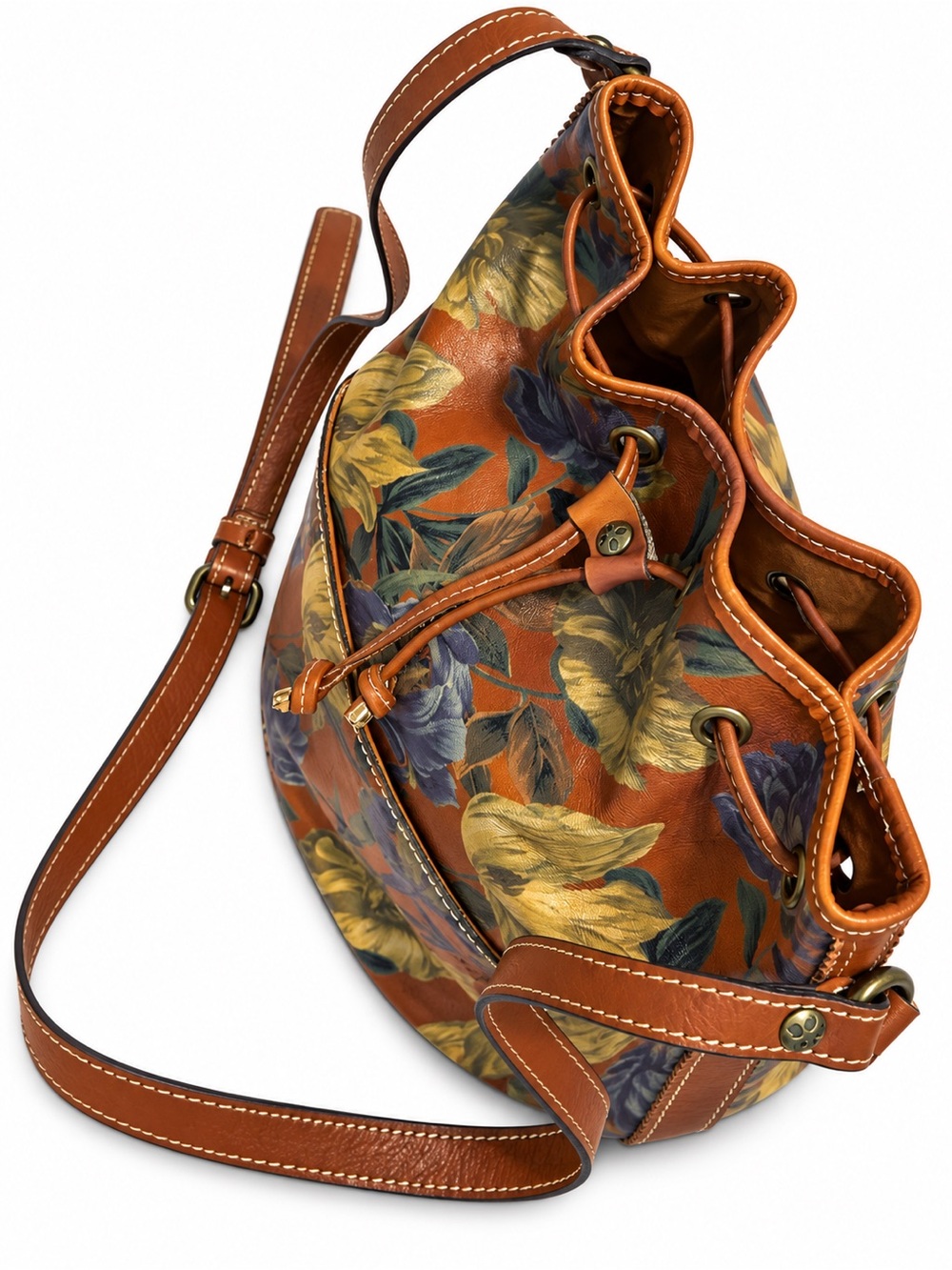 Patricia Nash leather bucket bag "Enlightened Garden" floral print